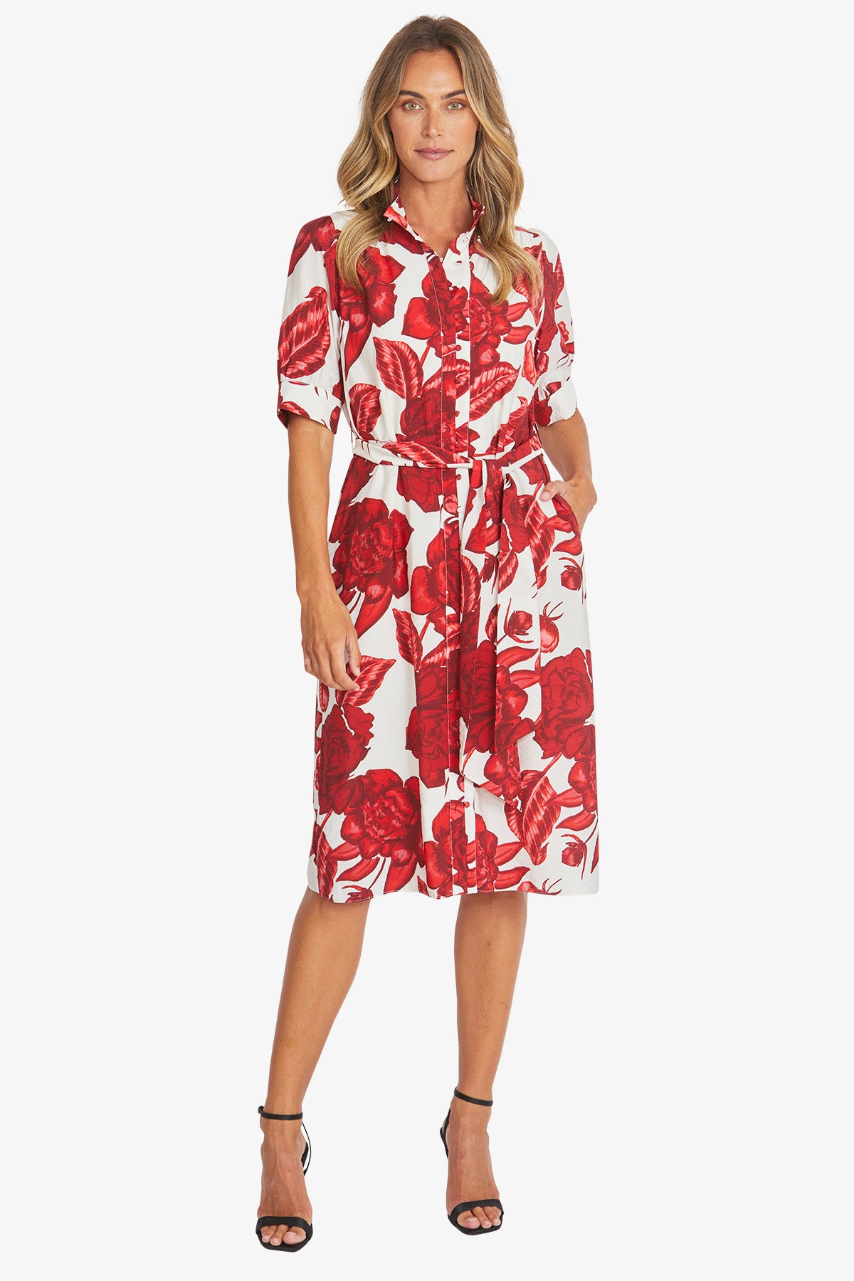 Womens Valencia Belted Dress Red P595508
