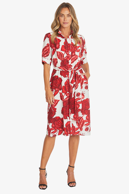 Womens Valencia Belted Dress Red P595508