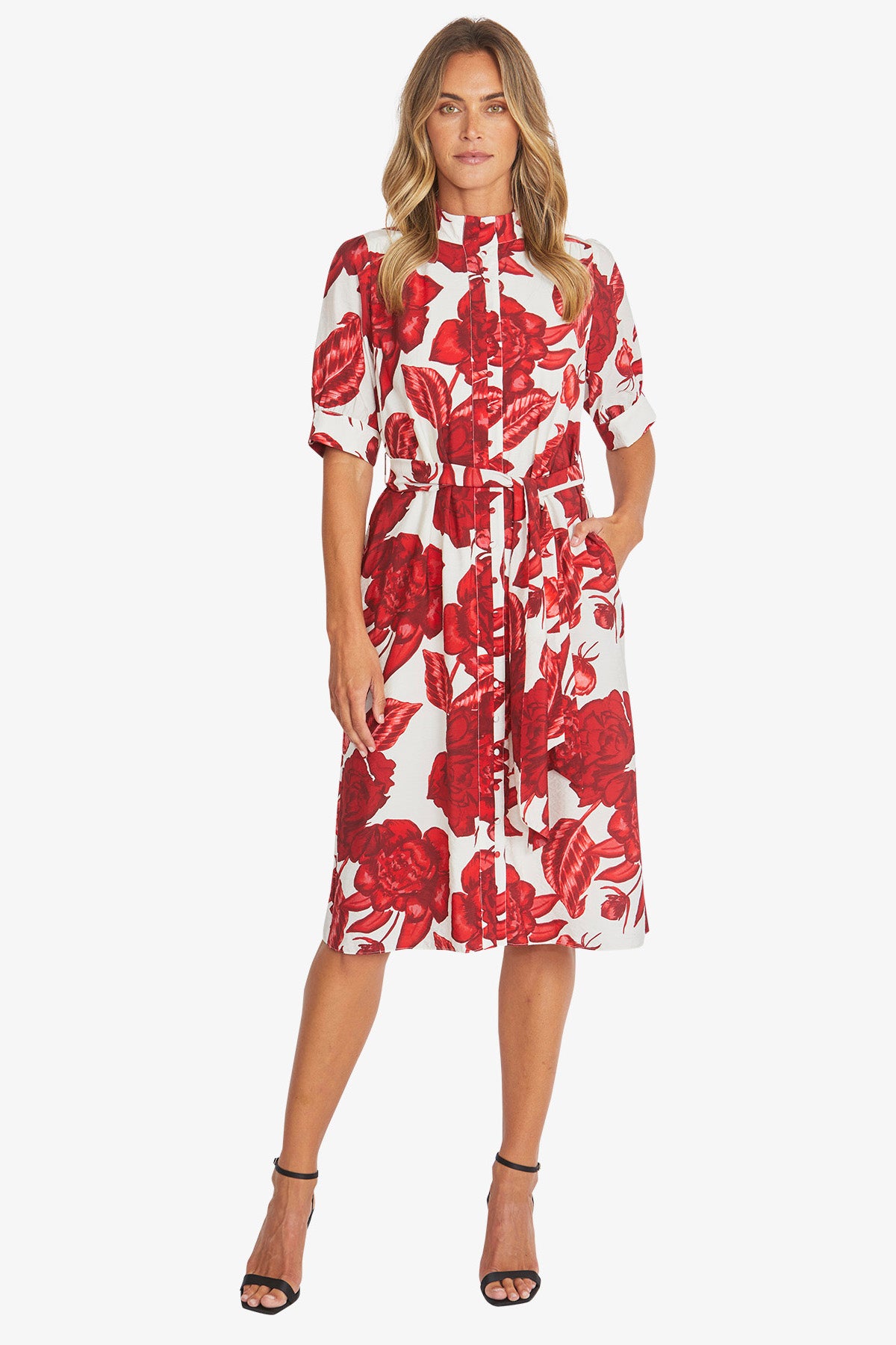 Womens Valencia Belted Dress Red P595508