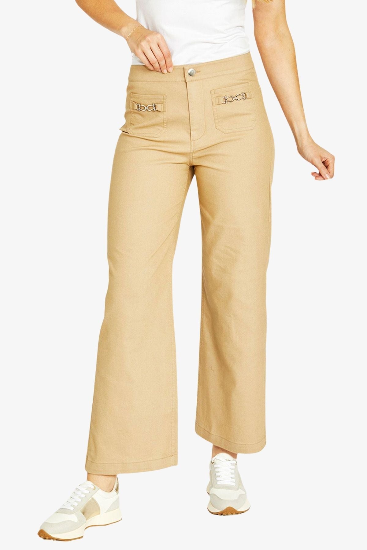 Womens Wideleg Chaintrim Pant Brown P605705