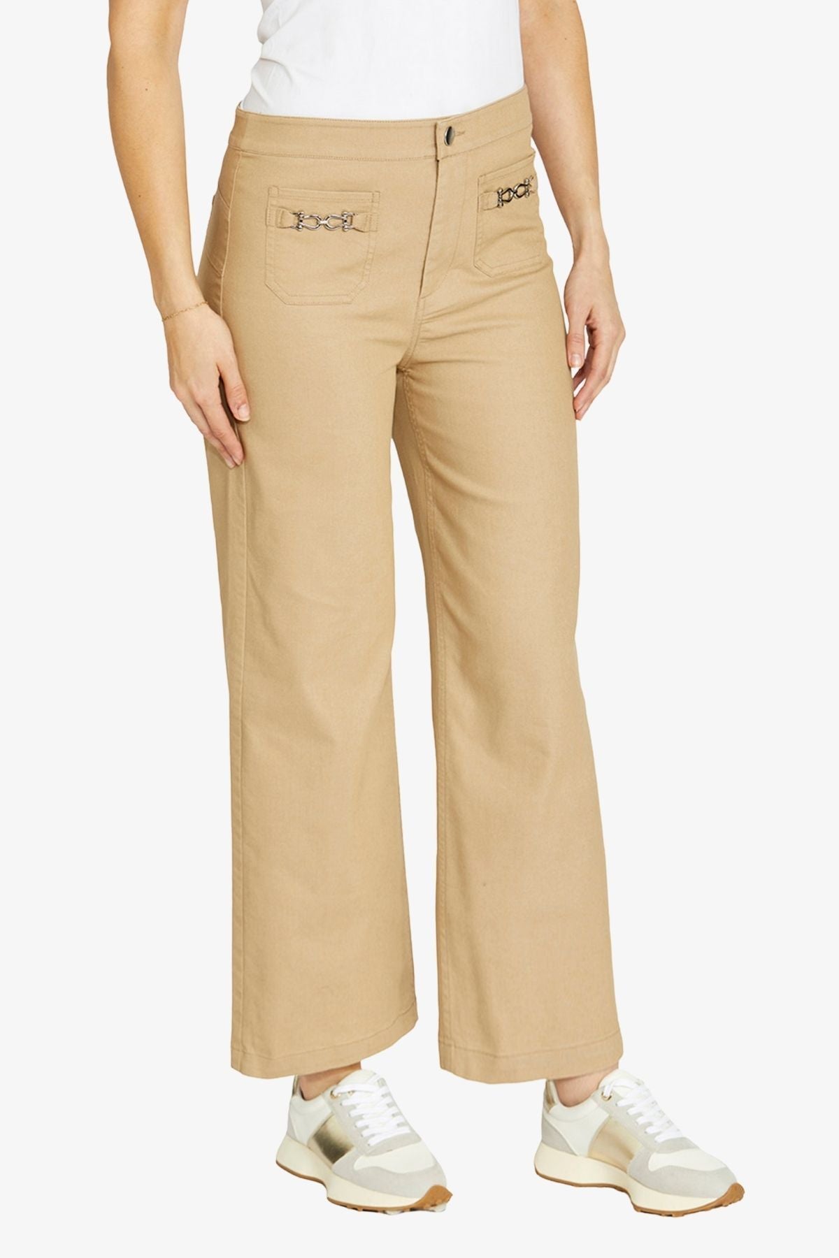 Womens Wideleg Chaintrim Pant Brown P605705