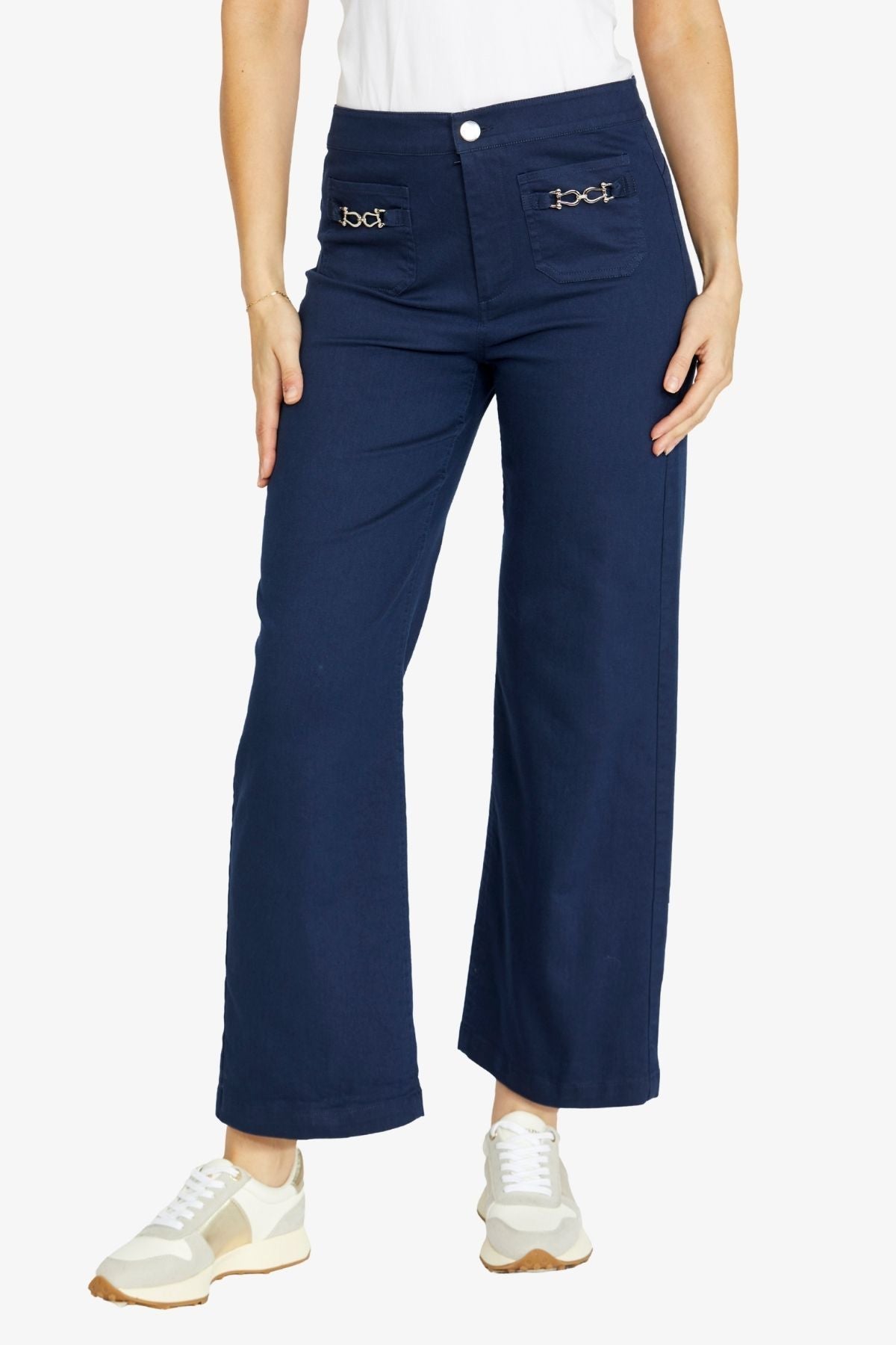 Womens Wideleg Chaintrim Pant Navy P605705