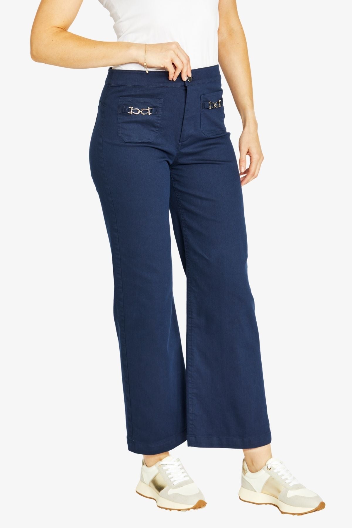 Womens Wideleg Chaintrim Pant Navy P605705