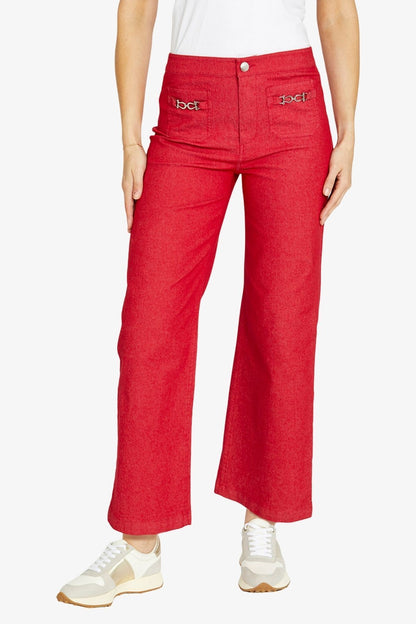 Womens Wideleg Chaintrim Pant Red P605705
