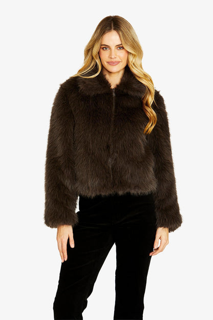 Womens Wintour Fauxfur Jacket Brown P605409