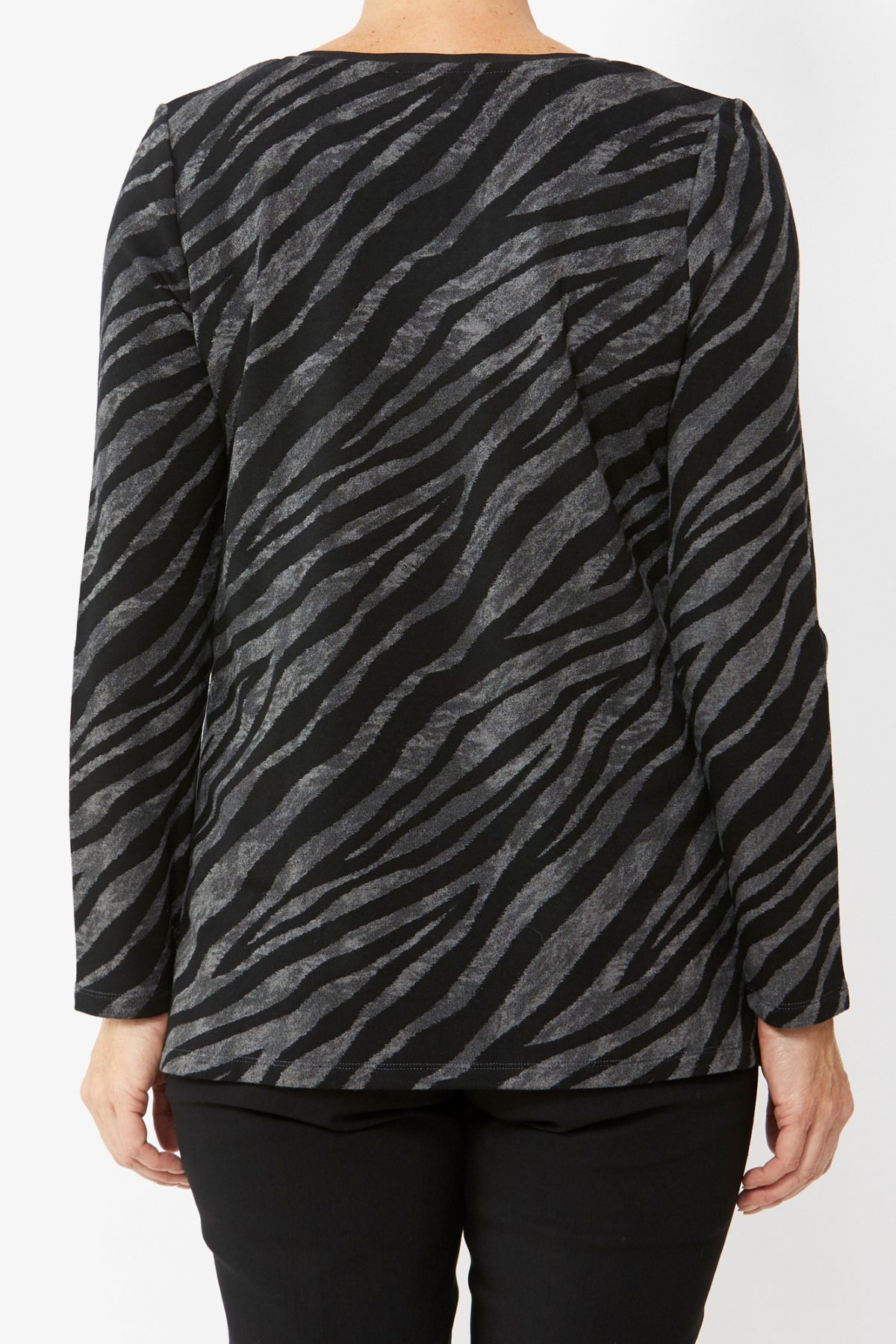 Women's Zebra Print V-Neck Top in Print