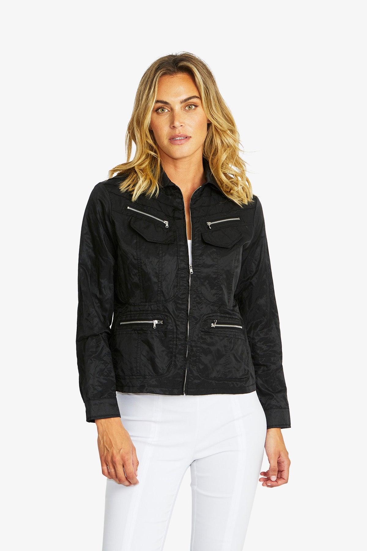 Women's Zip Detail Jacket in Black | Harper