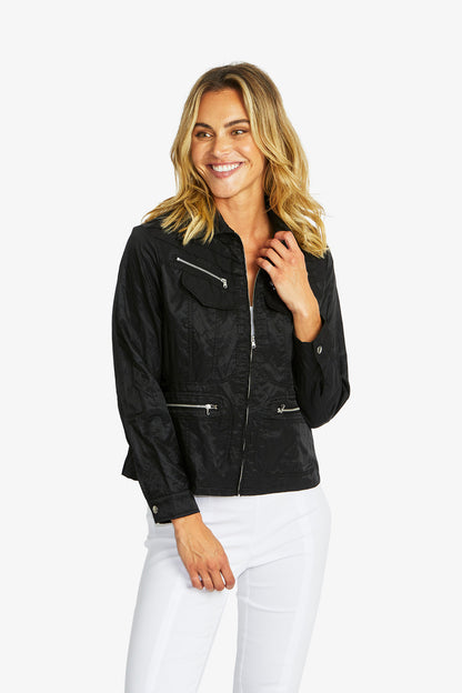 Women's Zip Detail Jacket in Black | Harper