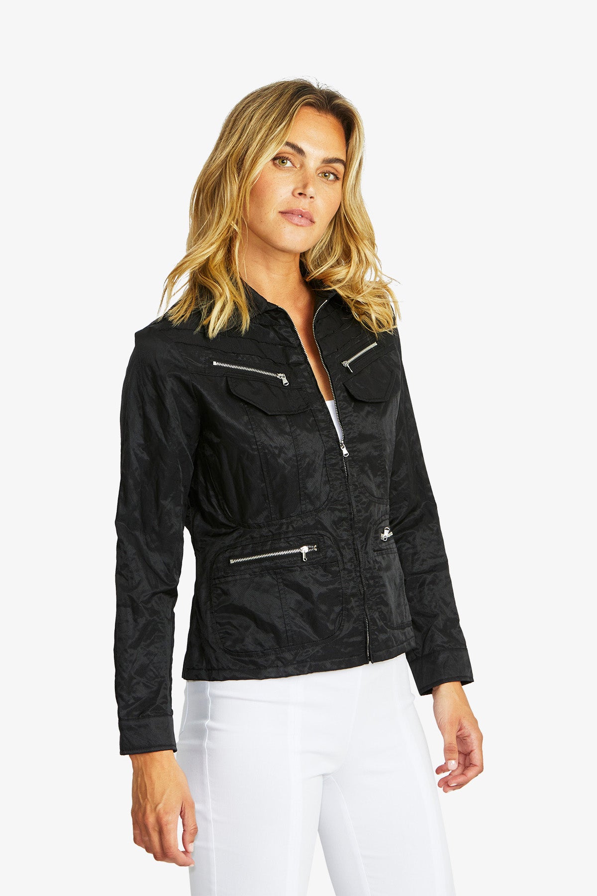 Women's Zip Detail Jacket in Black | Harper