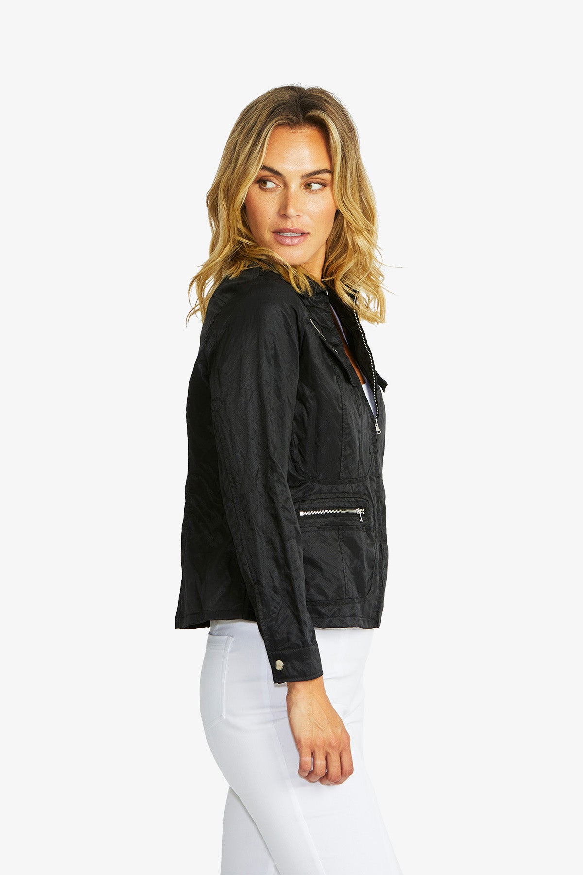 Women's Zip Detail Jacket in Black | Harper