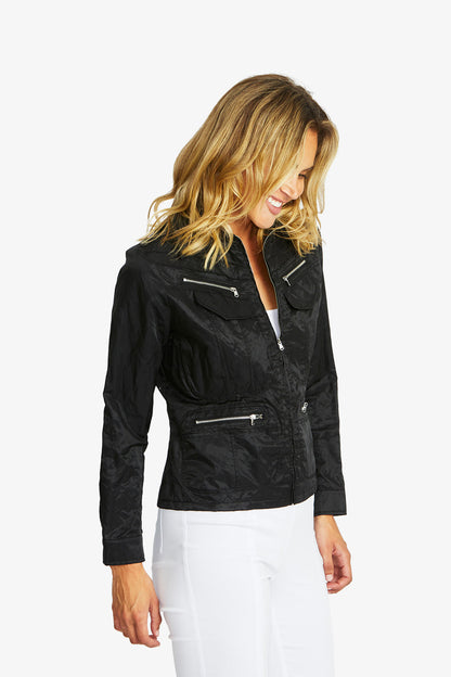 Women's Zip Detail Jacket in Black | Harper