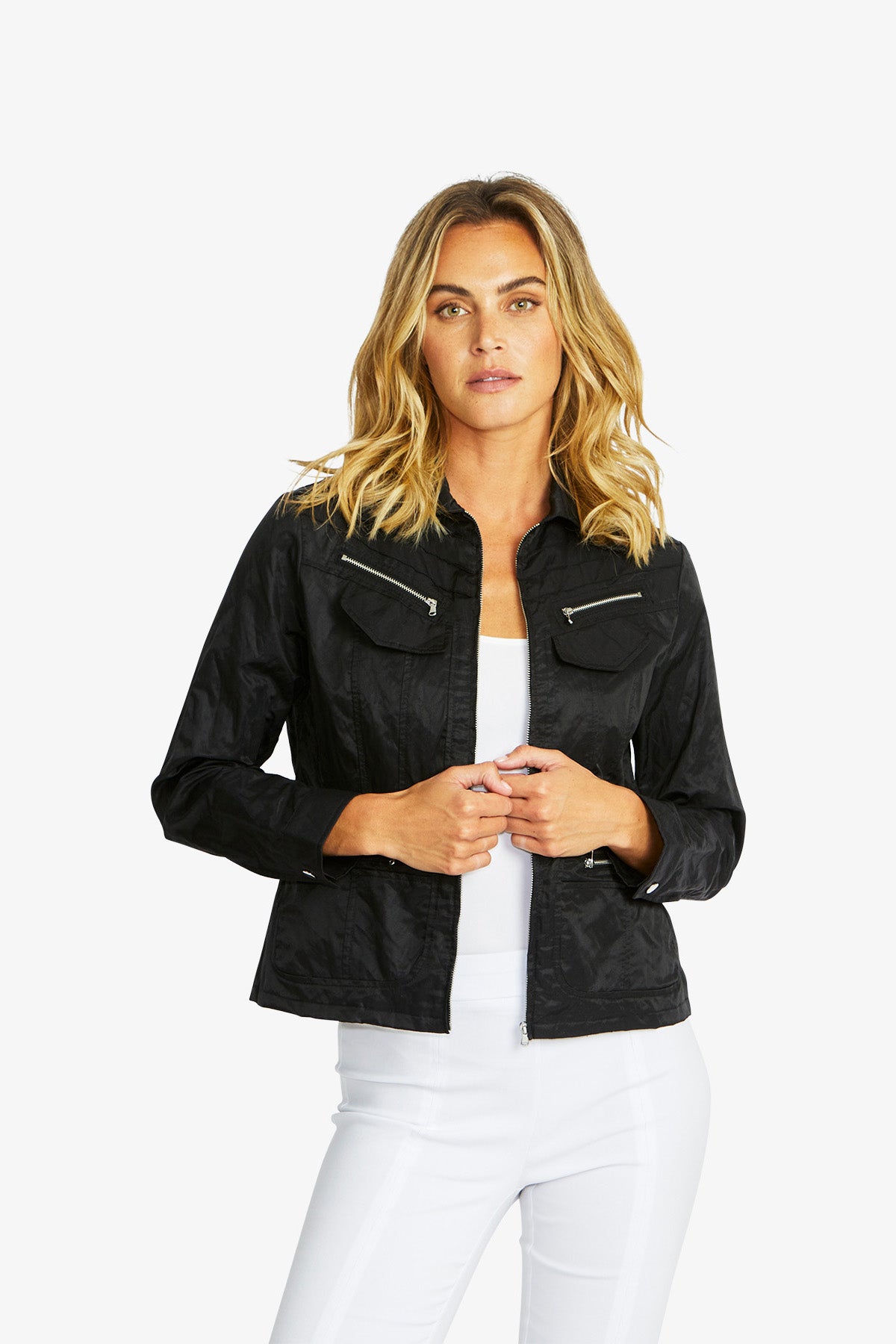 Women's Zip Detail Jacket in Black | Harper