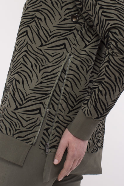 Zebra Flock Sweat Top Khaki/Black